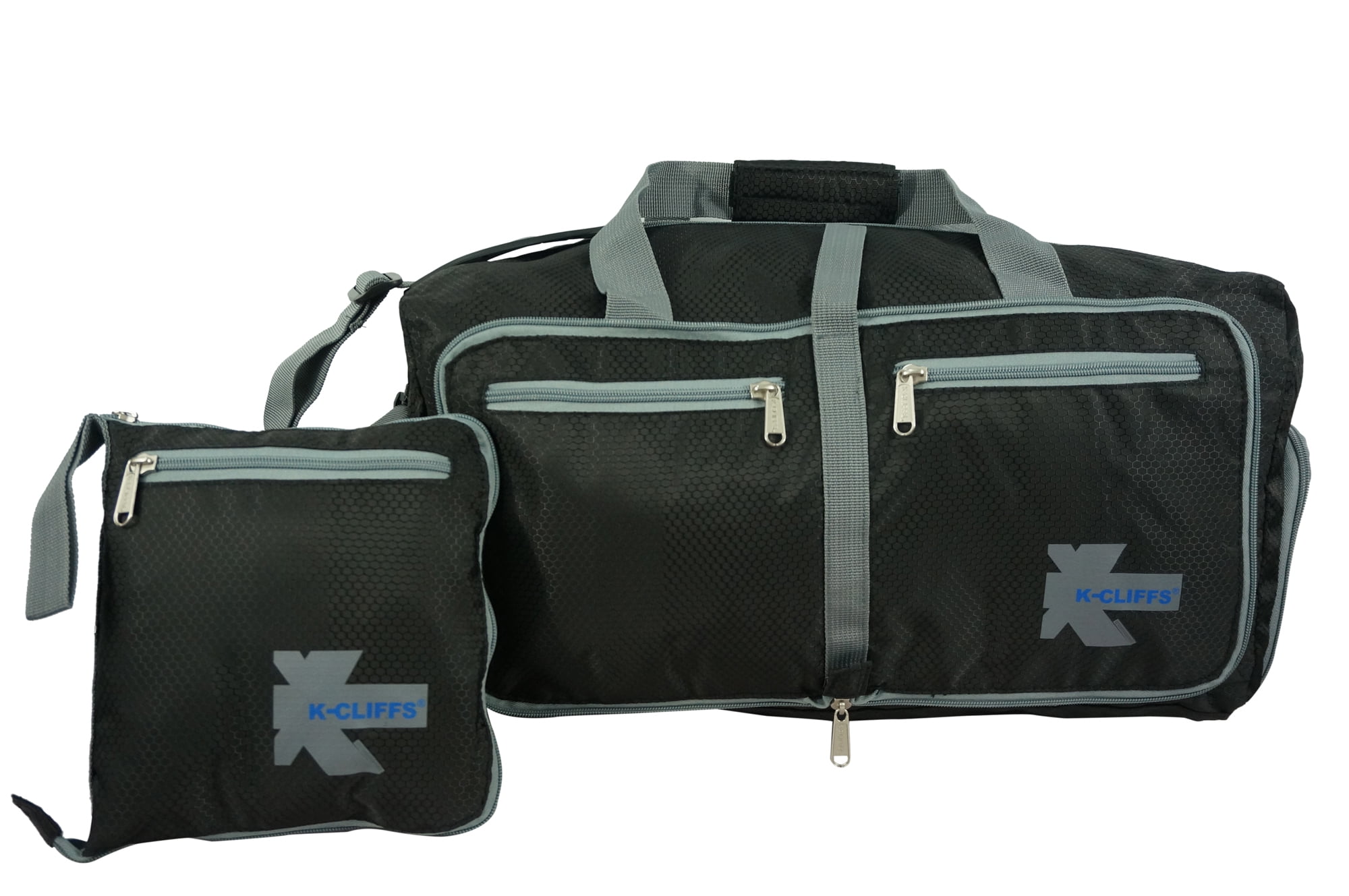 K-Cliffs  28" Foldable, Durable Duffel Bag. Lightweight Travel, Sport Gym Bag with Shoe Compartment,  Black