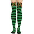 thumbnail image 2 of IWRICH Women's Christmas Knee High Socks Stockings Striped Bow Holiday Socks B, 2 of 8