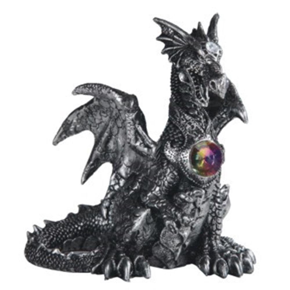 4.5 Inch Silver Color Dragon Majestic Creature, Figurine Statue Décor
