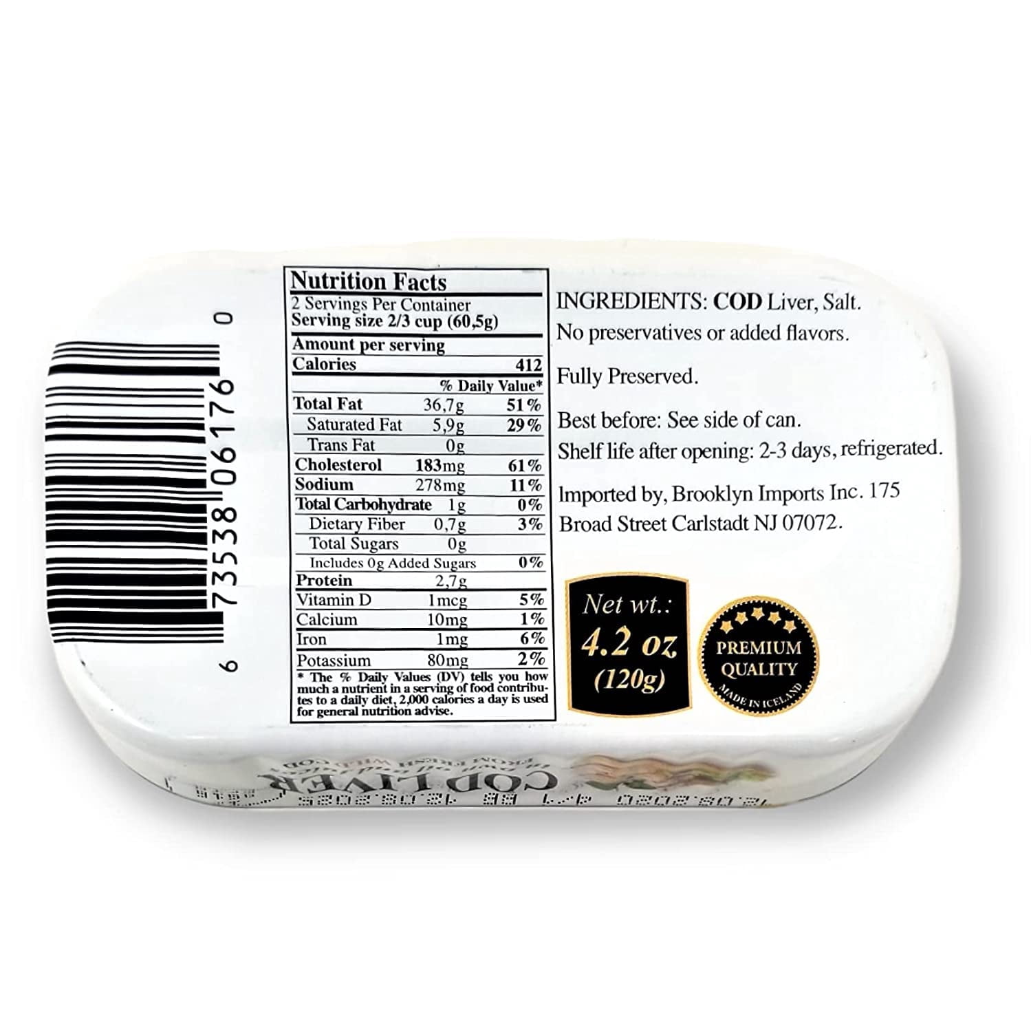 Belveder Wild Cod Liver in Own Oil 120g/4.2Oz from Iceland |Source of Omega-3 Fatty Acids | No Preservatives or added flavors (Pack of 24)