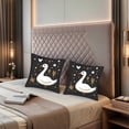 thumbnail image 2 of Whimsical White Swan Throw Pillow Covers 18x18in Set of 2 - Colorful Floral & Star Design for Couch Bed Car, 2 of 8