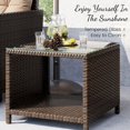 thumbnail image 6 of LHBcraft 5-Piece Balcony Patio Conversation Set, PE Wicker Rattan Outdoor Lounge Chairs with Soft Cushions, 2 Ottomans & Glass Table for Porch, Lawn – Brown Wicker, 6 of 6