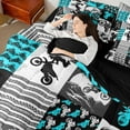 thumbnail image 4 of Castle Fairy Dirt Bike Bedding Comforter Set 7pcs for Boys Girls,Extreme Sport Motorcycle Queen Bedding Sets Super Cozy,Abstract Geometric Plaid Queen Sheet Sets,Microfiber Bedroom Decor,Reversible, 4 of 8