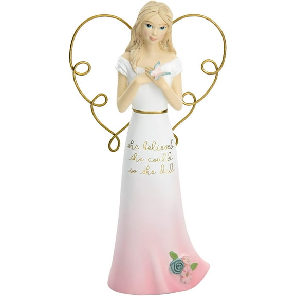 Pavilion Gift Company Believed She Could So She Did-5.5 Inch Collectible Angel Figurine, Pink