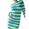 thumbnail image 5 of Liacowi Women Stripe Knit Beach Dress Bodycon Backless Long Sleeve Casual Summer Holiday Sexy Mini Dresses Party, 5 of 6