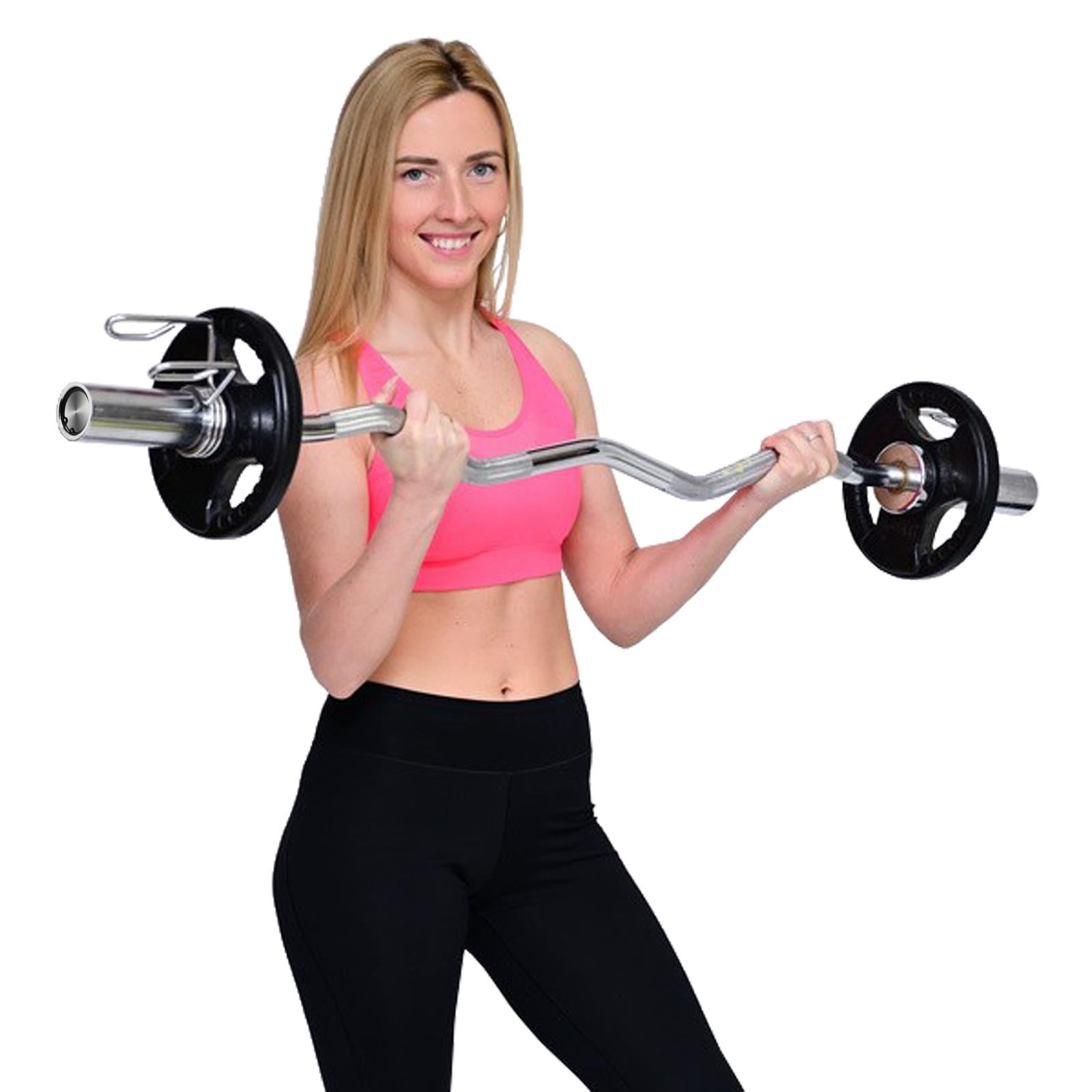 Chrome Weight Lifting Bars Strength Training Bar Squat Fitness Bar 4Ft Olympic Barbell Bar Standard Weight Bar Weight Lifting Barbell with Collars Straight Barbell Weight Bars for Gym Fitness