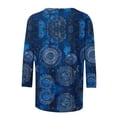 thumbnail image 3 of qucoqpe Womens Summer Tops Fashion Casual Bohemian Printed Crew Neck 3/4 Sleeve Tunic Blouses Loose Dressy Business Shirts, 3 of 5