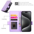 thumbnail image 7 of Compatible with iPhone 16 Pro Wallet Case, Classic PU Leather Flip Folio Case with Card Holders Kickstand [Shockproof TPU Inner Shell] Phone Cover for iPhone 16 Pro, Purple, 7 of 7