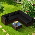 thumbnail image 1 of Costway 6PCS Patio Rattan Furniture Set Cushioned Sofa Coffee Table Black, 1 of 8