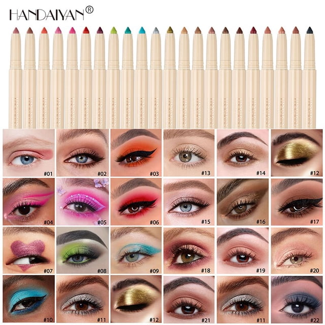 22 Colors Eyeshadow Stick Set Nightclub Glitter Pearlescent Lying Silkworm Eyeliner Pen Waterproof Eye Shadow Pencil Cosmetics17-1pcs He Qiyong unisex