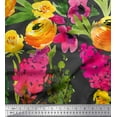 thumbnail image 1 of Soimoi Gray Cotton Cambric Fabric Leaves & Floral Decor Fabric Printed BTY 56 Inch Wide, 1 of 1