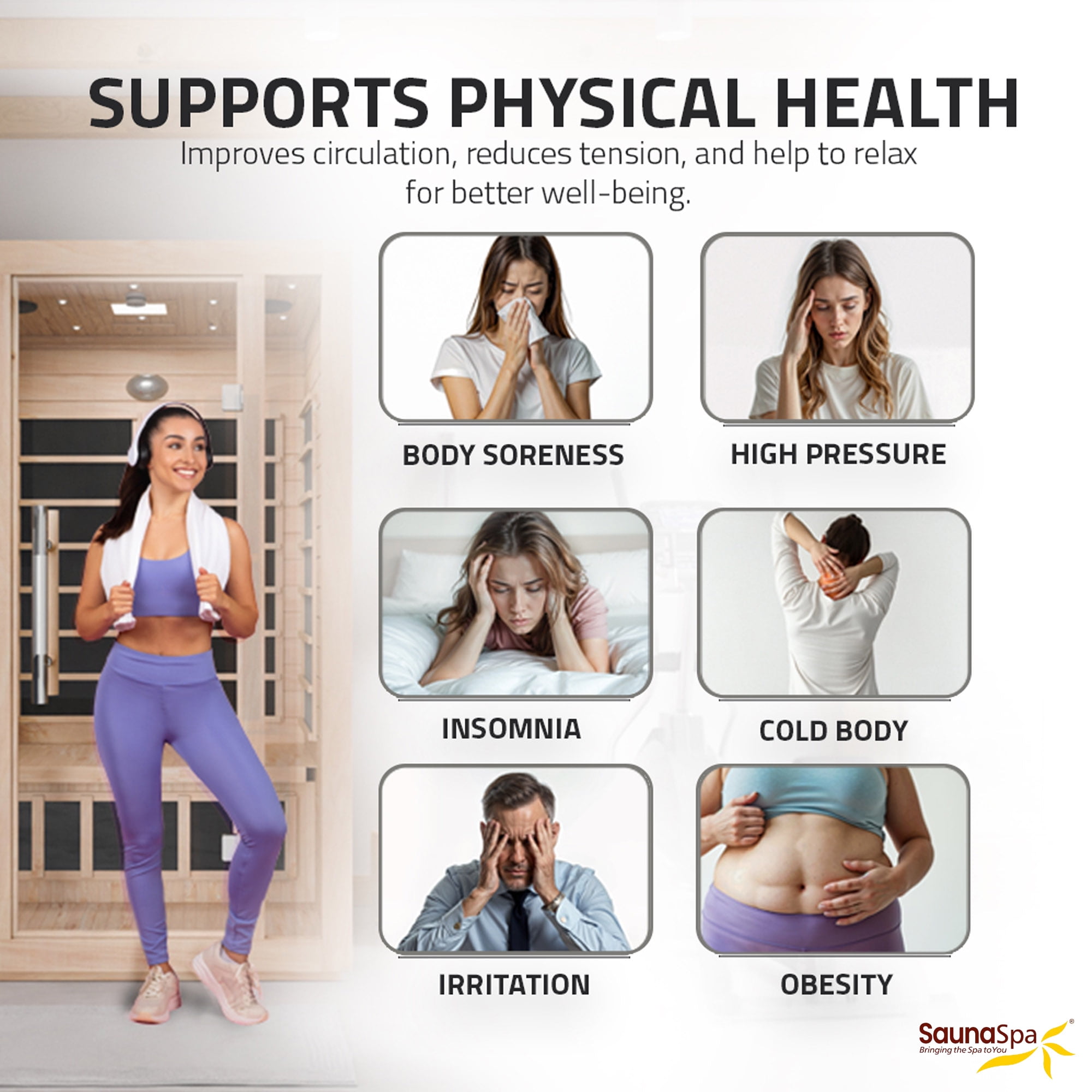 SaunaSpa Lucia 1- Person Indoor Hemlock Wooden Carbon FAR Infrared