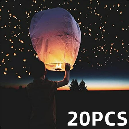 

Paper Lanterns Biodegradable Wishing Lanterns Lanterns to Release in Memorial Events and Environmentally Friendly for for Weddings Birthdays Memorials，Campfire and Any Parties，5pcs