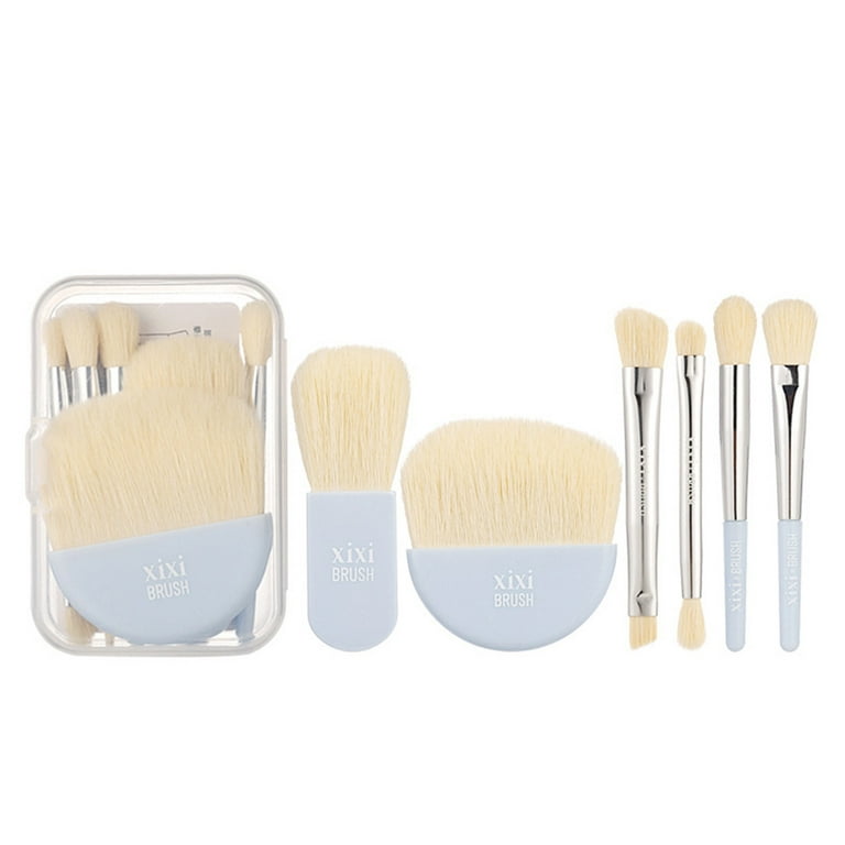 STEADY 6pcs Mini Travel Makeup Brush Set Portable Soft Makeup Brush Eye  Shadow Tool, White Makeup Brush,Foundation,Concealer,Beauty Sponge,Lip Brush