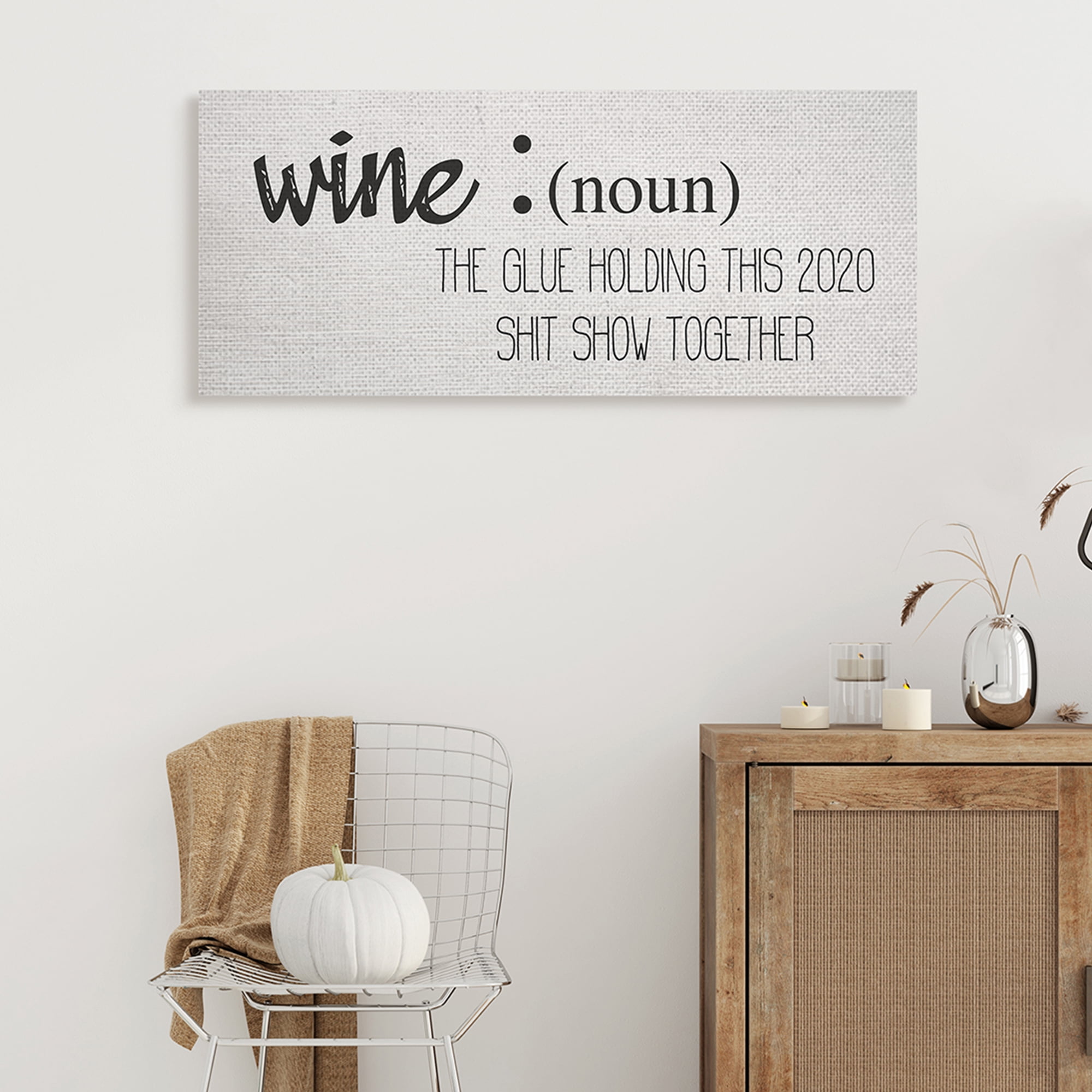 Stupell Industries Wine Definition Funny 2020 Drinking Humor Inspirational Painting Gallery Wrapped Canvas Art Print Wall Art, 13 x 30