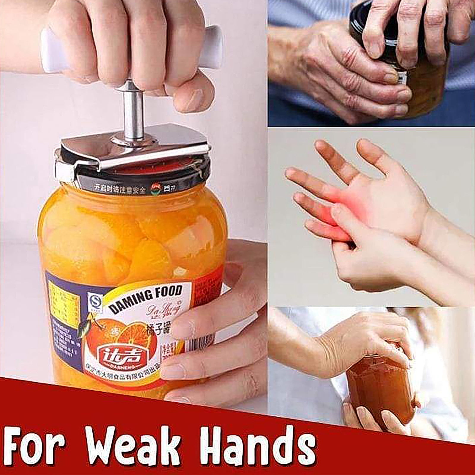 Cap Crack Opener,Adjustable Stainless Steel Jar Opener,2pcs Kitchen Gadget Multifunctional Non- Bottle Opener Screw Capper, Bottle Opener For Weak Hands For Arthritic Hands.(2pc-White)