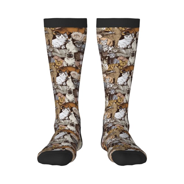 Fotbe Cut Cats Calcetas Divertidas Estampadas para Hombre y Mujer, Calcetas de Algodón hasta la Rodilla para Caminar, Correr, Enfermería y Embarazo
