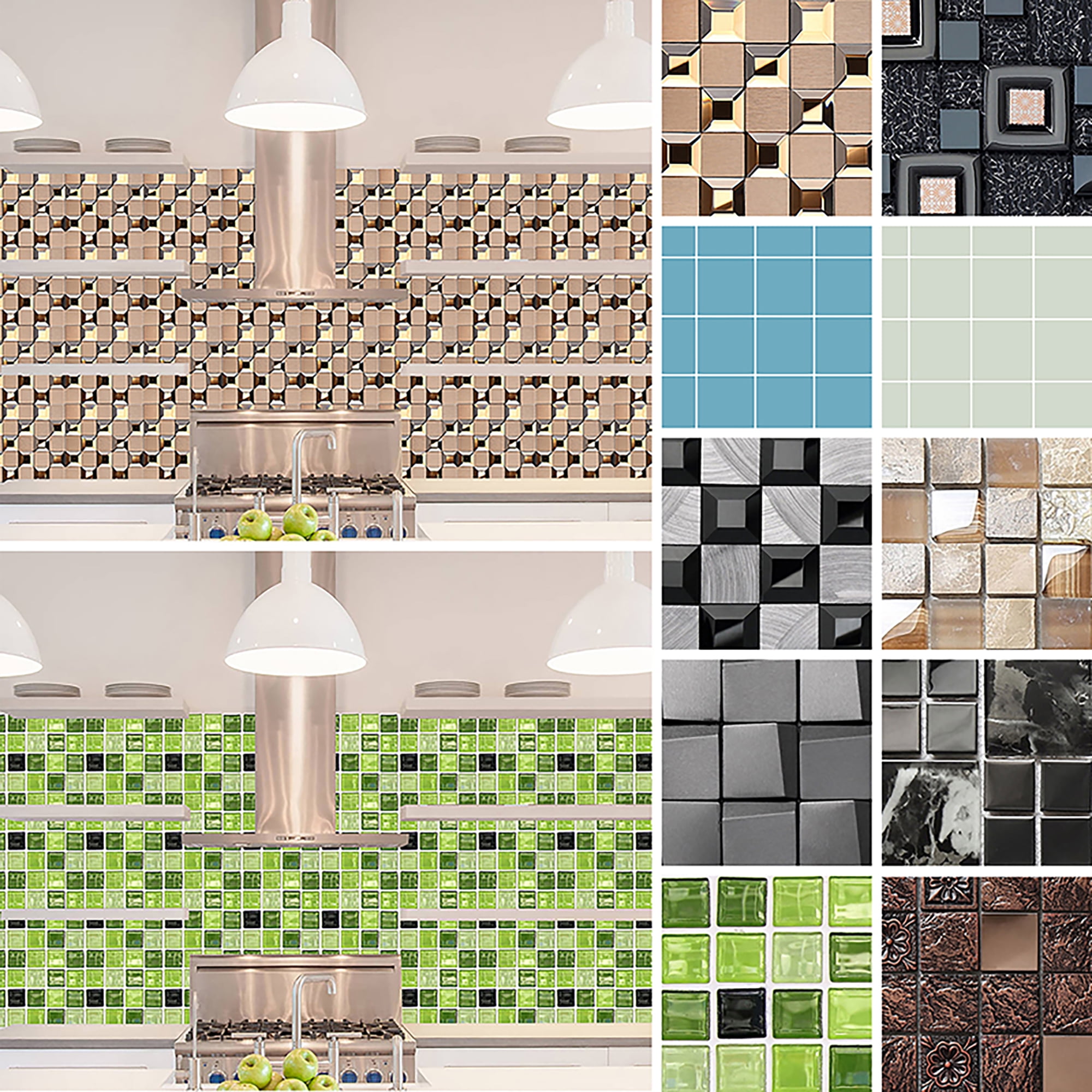 394 Square Kitchen Tile Stickers Bathroom Mosaic Sticker Self Adhesive Wall Tile Decor Walmartcom Walmartcom