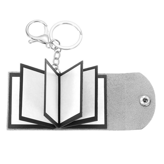 Custom Keychain with Pictures, Personalized Leather Mini Photo Album Keychain with 10 Pictures DIY Small Memory Keyring Book for Family, Silver