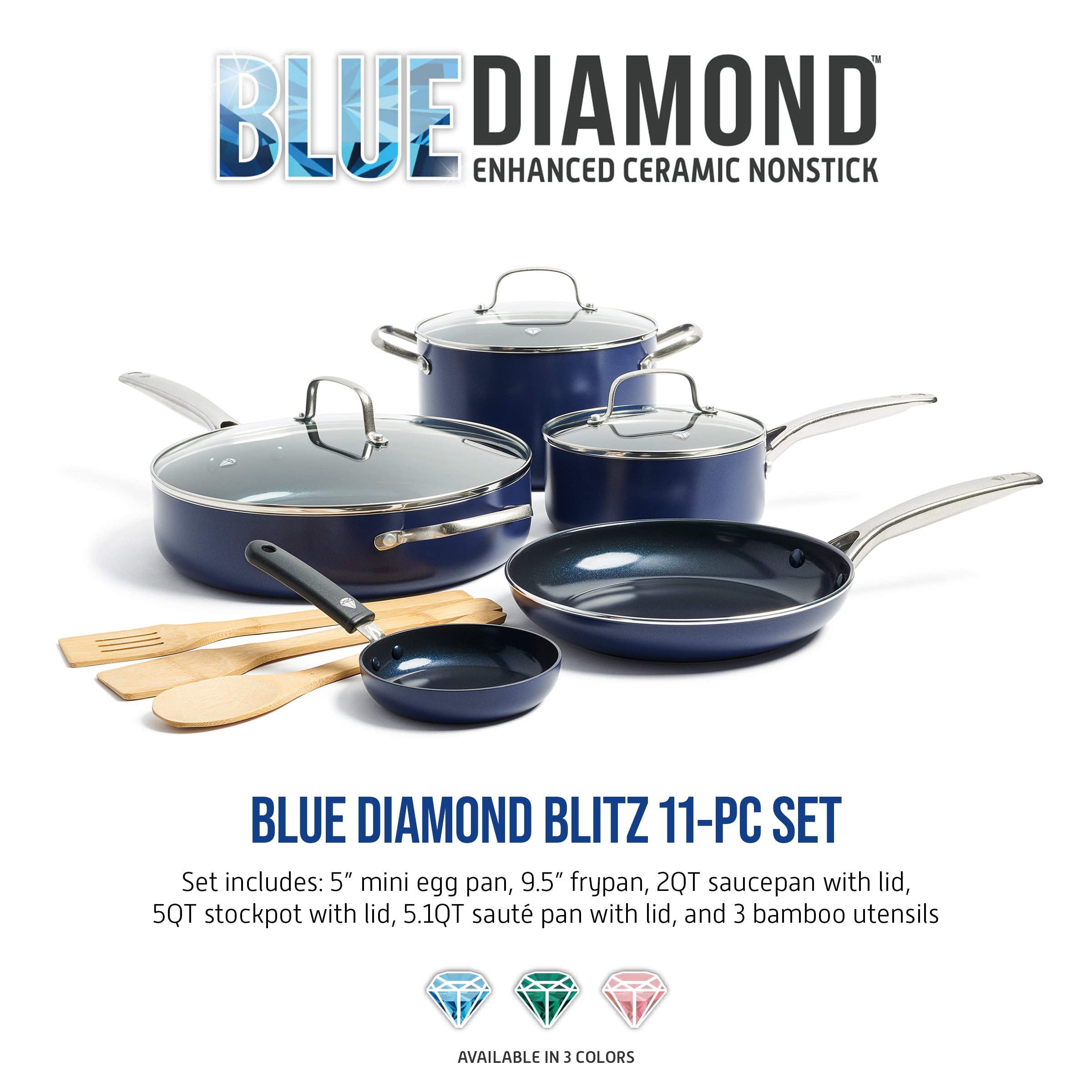 Blue Diamond Green Limited Edition Nonstick Ceramic 11-Piece Cookware Set 