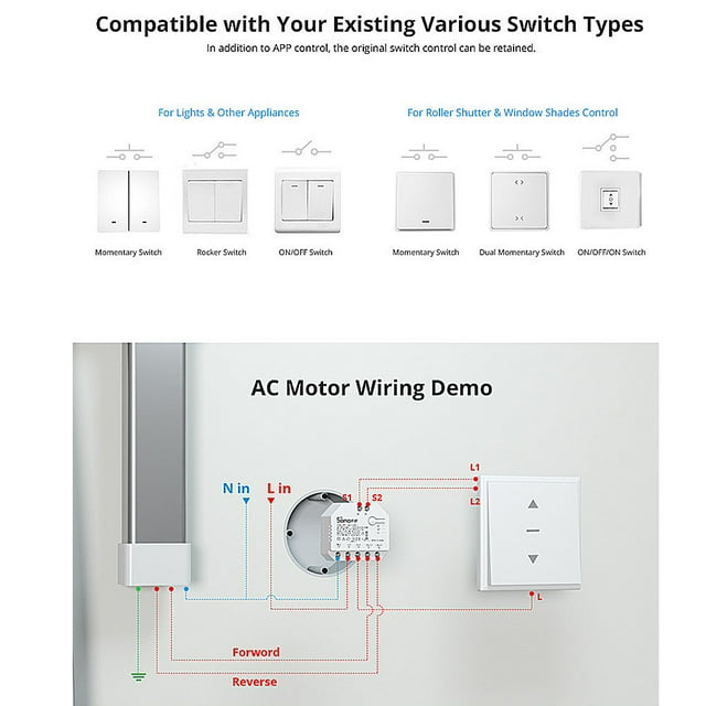 WiFi Smart Switch Two Way Remote Window Shade Safe Control Voice Assistant Module Portable Home Apartment Office Window Shade Controller As shown