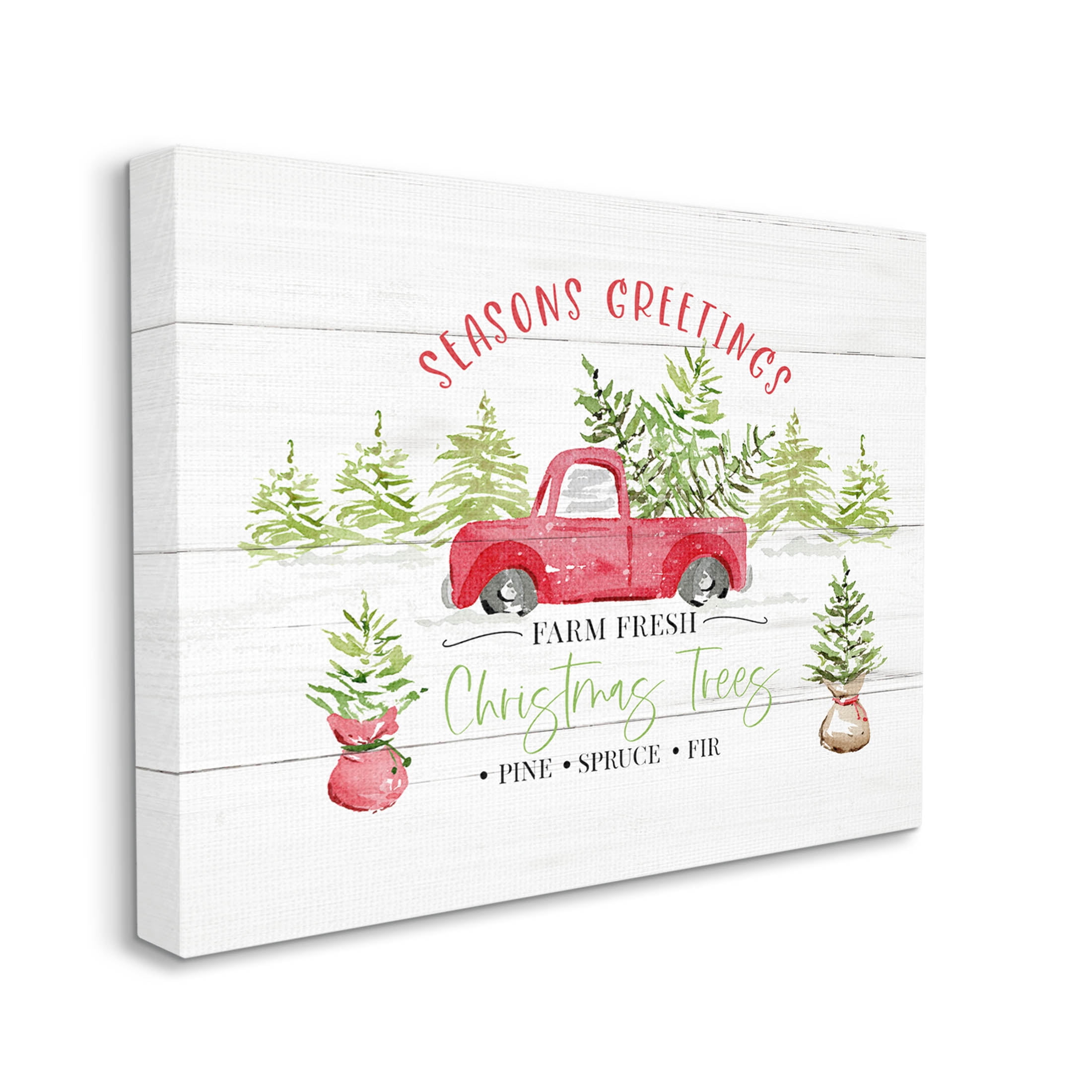 Farm Fresh Christmas Trees Seasonal Holiday Graphic Art Gallery Wrapped Canvas Print Wall Art