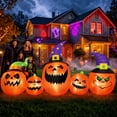 thumbnail image 3 of Firstness 8FT Halloween Inflatable Pumpkins Blow ups Outdoor Decorations, Five Pumpkins with LED Lights for Party Yard, 3 of 11