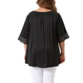 thumbnail image 3 of Blusas Casuales de Manga Corta de Encaje de Talla Grande para Mujeres Agnes Orinda, Cuello Redondo, 2X, Negro, 3 of 6