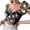 Black, variant on Women's Floral Slim Fit Crop Puff Sleeve Embroidered Tops Corset Bustier T-Shirts Tank Top for Daily Wear Pink M