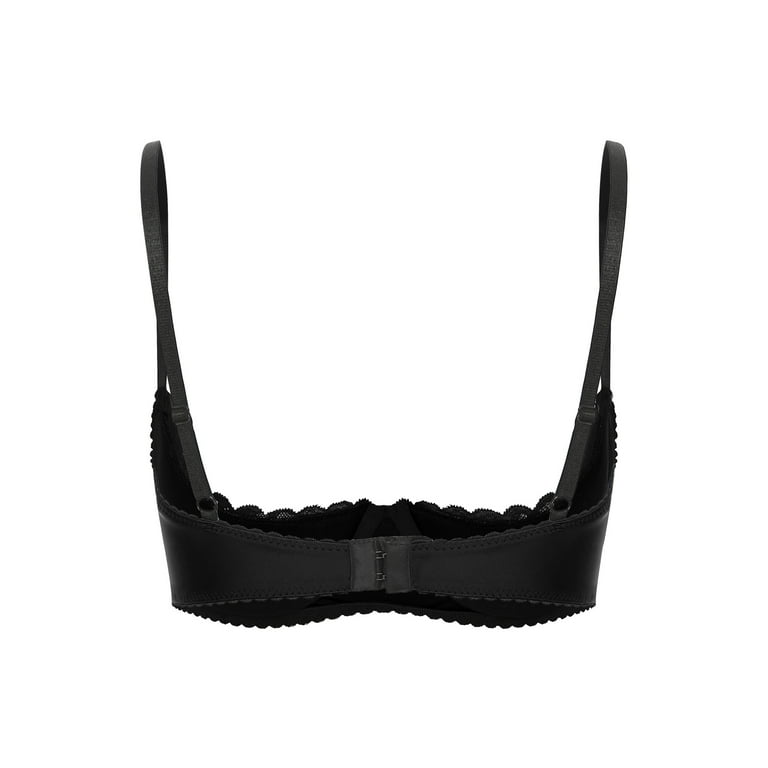  TiaoBug Women's Sexy Lace Quarter Cup Underwired Shelf Bra Tops  See Through Bralette Balconette Black Small: Clothing, Shoes & Jewelry