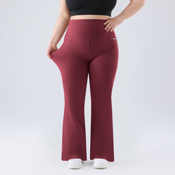 JOANKDMI Bootcut Yoga Pants for Women High Waisted Workout Flare Leggings with Side Pockets Tummy Control Athletic Activewear for Gym Running Casual Lounge Trousers