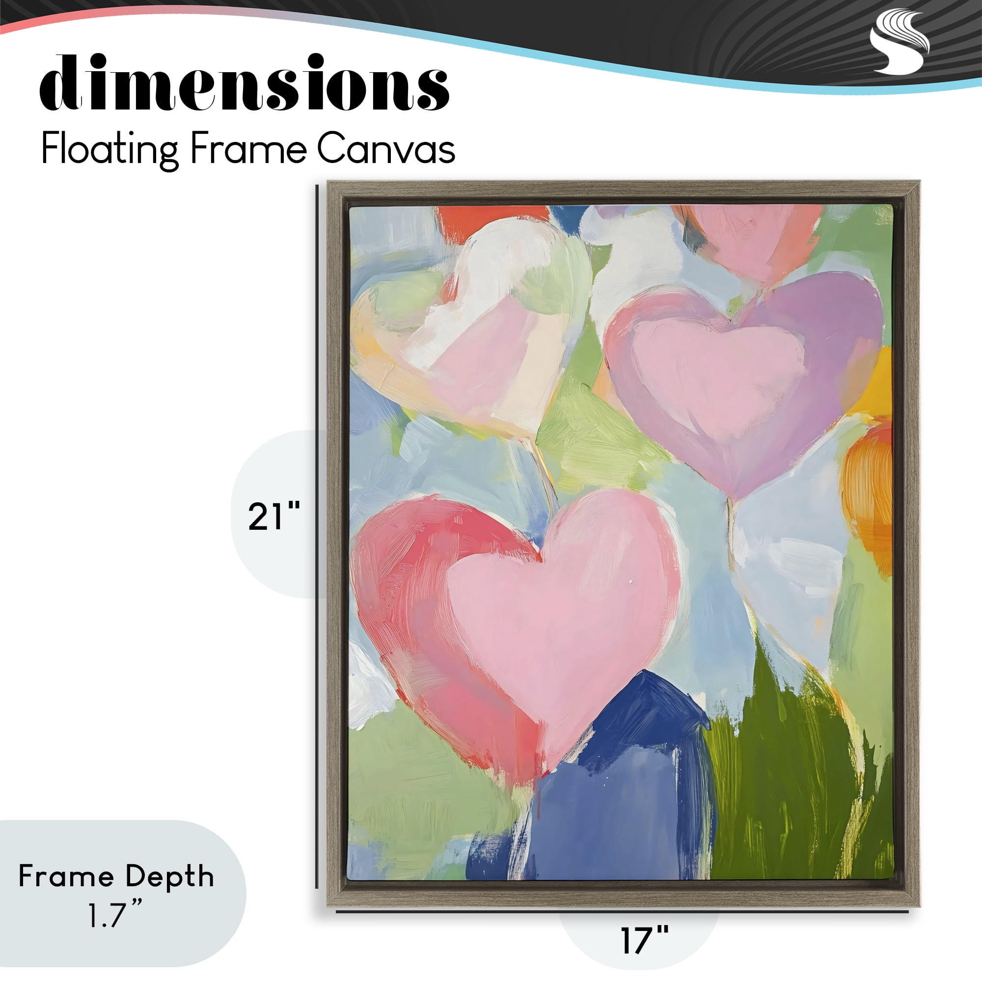 Stupell Industries Pink Hearts Abstraction Brown Framed Floater Canvas Wall Art, design by The Prints Vibe