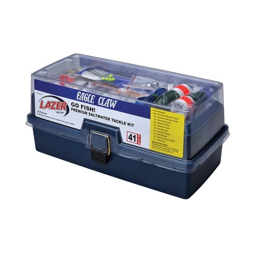 Eagle Claw Lazer Sharp Go Fish Tackle Box Kit with Assorted Tackle
