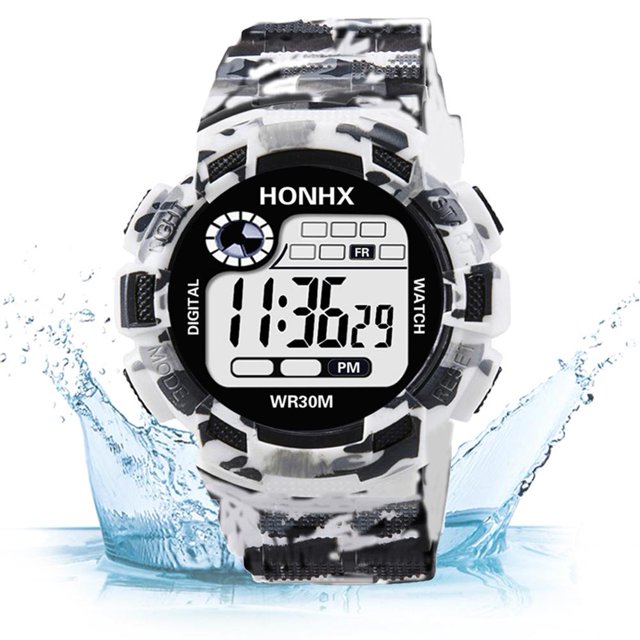 Reloj de pulsera impermeable para hombre Reloj electrónico deportivo de camuflaje LED (Gris) Tmvgtek Para estrenar