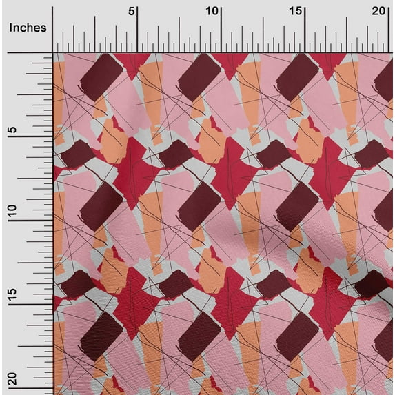 oneOone Viscose Chiffon Pink Fabric Triangle & Brush Stroke Abstract Dress Material Fabric Print Fabric By The Yard 42 Inch Wide