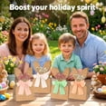 thumbnail image 4 of Boho Bow Bunny Goodie Bags for Egg Hunts, DIY Bunny Gift Boxes with Neutral Bow Ribbon, Spring Party Favor Bags for Classroom Treats and Easter Gifts For Classroom Trefor Classrofor, 4 of 7