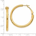 thumbnail image 4 of 14k Yellow Gold 3x30mm Round Omega Back Hoop Earrings, 4 of 8