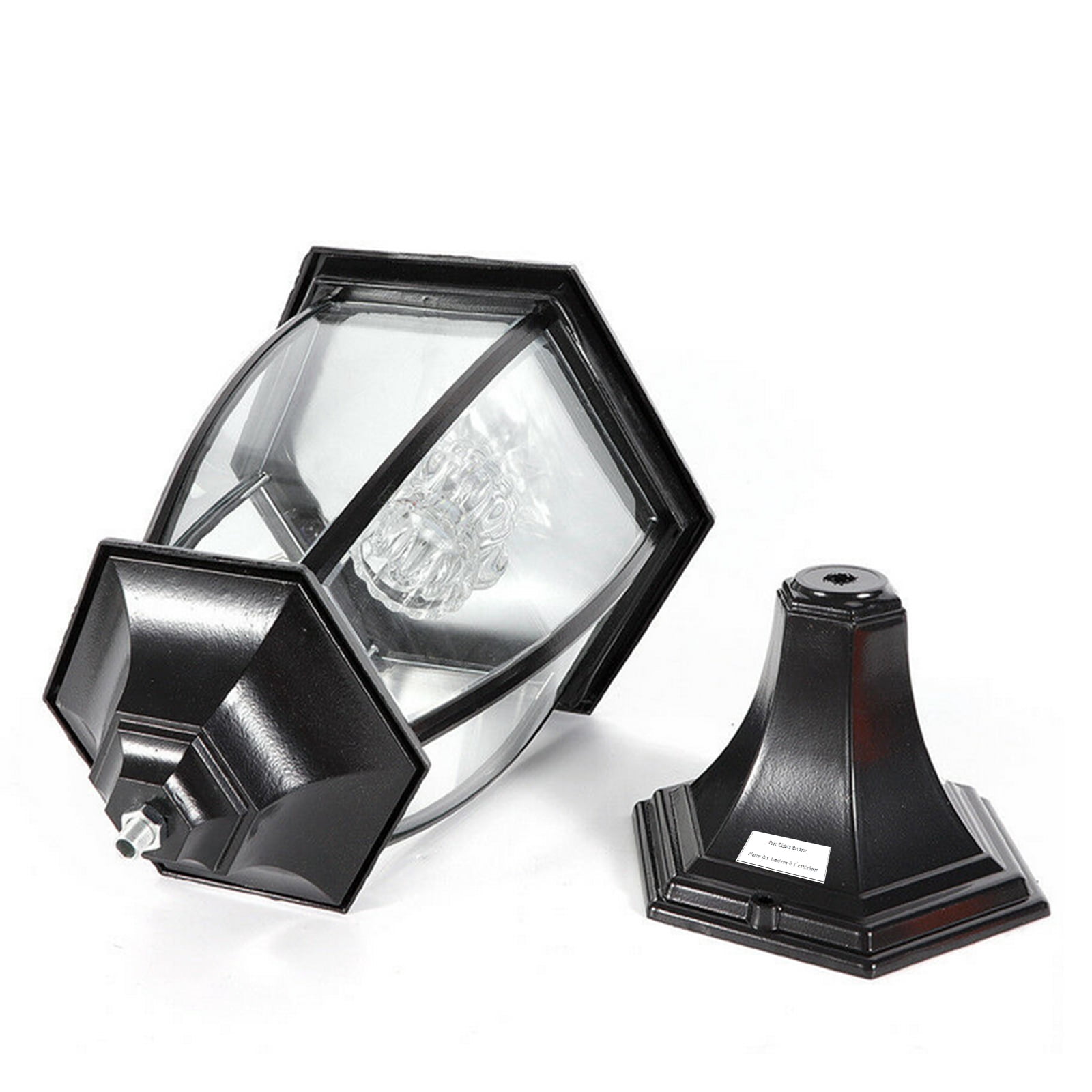 2PCS Black 6000 Lumens Waterproof Outdoor Yard Light LED Solar Power Lantern Landscape Pillar Post Lamp
