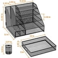 thumbnail image 5 of Marbrasse Desk Organizer with File Holder, 5-Tier Paper Letter Tray Organizer with Drawer and 2 Pen Holder, Mesh Desk Organizers and Accessories, 5 of 6