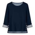 thumbnail image 3 of Levmjia Women Solid Color Denim Blouse Soft Breathable Denim Relaxed Loose Fit Long Sleeve Casual Pullover Shirt Office Commute Holiday Travel Daily Versatile Everyday Outfit, 3 of 7