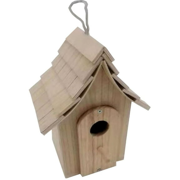 Outdoor Decorative 9" Cottage Bird House - Natural Wood