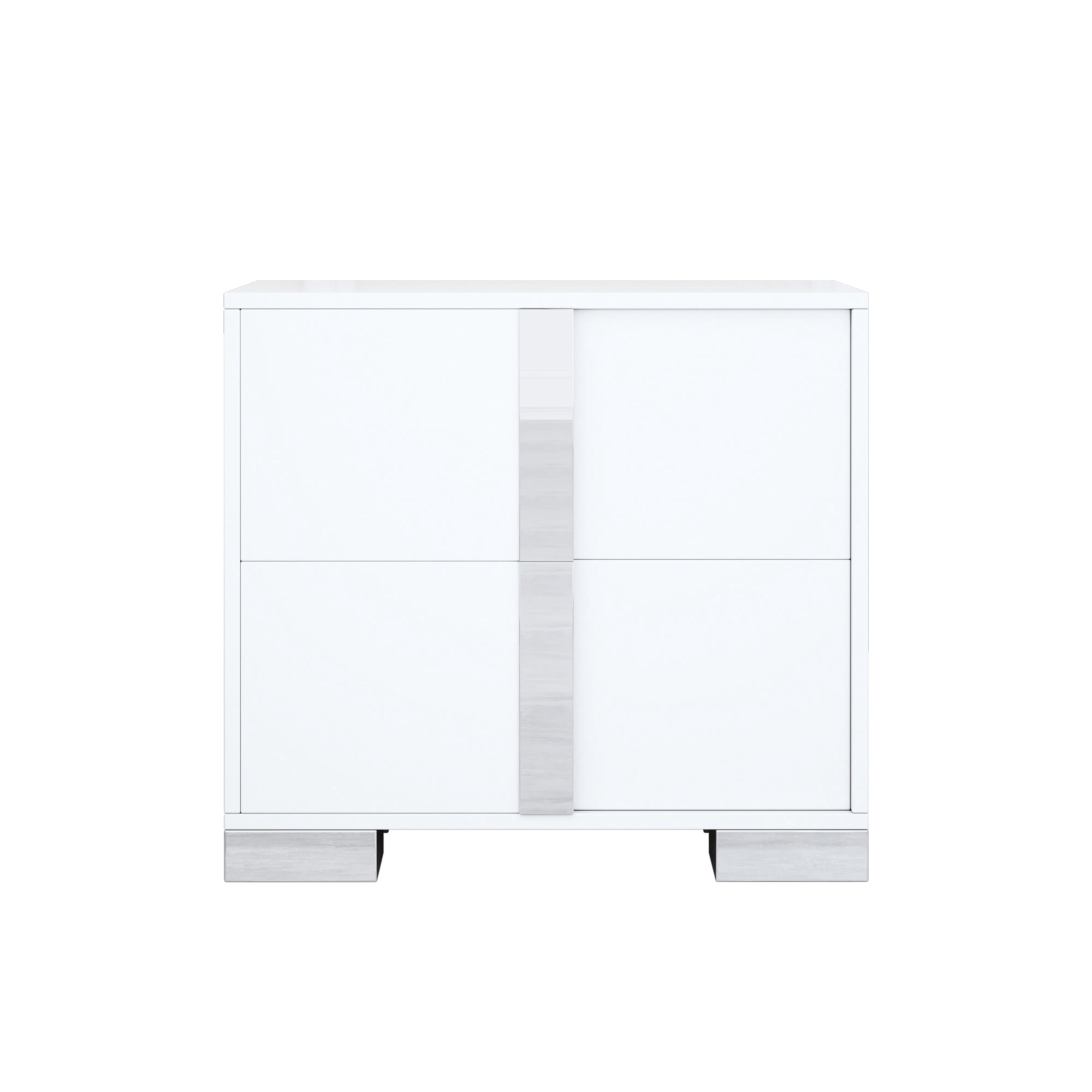 PORKISS Nightstand, Wood Side Table with 2 Drawers, Modern Mirrored Beside Table with Metal Handle for Bedroom, Living Room, White