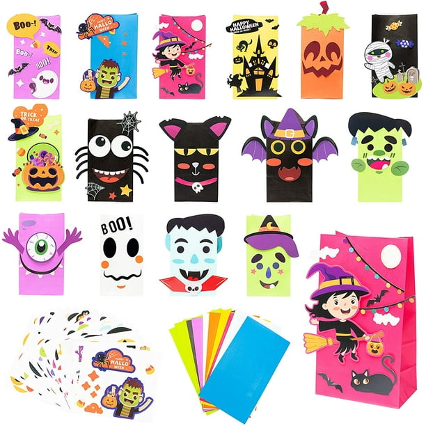 15pcs Halloween Paper Bag Art Kit with 15 Kinds Halloween