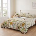 thumbnail image 2 of Twin XL Quilt Set 68''x98'', Sage Green Yellow Spring Floral Bedspread Coverlet with 2 Pillow Shams, Watercolor Botanical Summer Flowers Breathable All Season Quilt Bedding for Dorm/Guest Room, 2 of 9