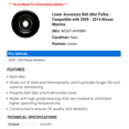 thumbnail image 2 of Lower Accessory Belt Idler Pulley - Compatible with 2009 - 2014 Nissan Maxima 2010 2011 2012 2013, 2 of 2