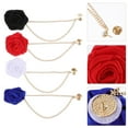 thumbnail image 5 of 4Pcs Rose Boutonniere Prom Flower Brooch Rose Flower Brooch Lapel Pin Tassel Chain Tie Pin Decor, 5 of 5