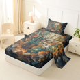 thumbnail image 2 of Castle Fairy Maple Leaves Deer Twin Sheets 3pcs,Autumn Jungle Wildlife Bedding,Rust Brown Cream,1 Fitted Sheet, 1 Flat Sheet and 1 Pillowcase, 2 of 6