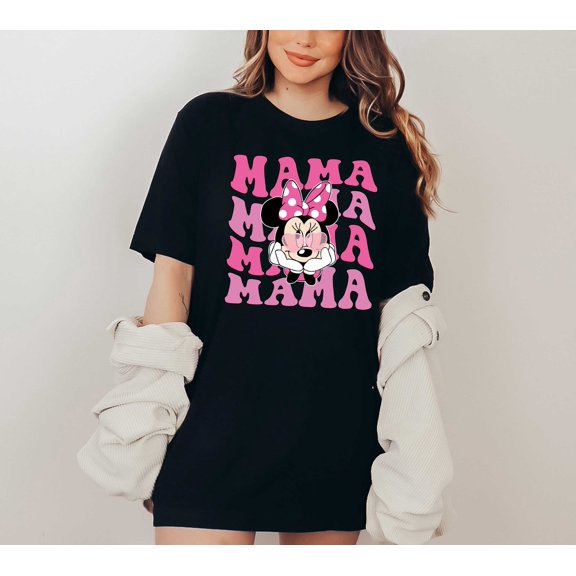 Moonlight Apparel Cute Mama Graphic T-Shirt for Women Casual Short Sleeve Summer Top Fun Mom Shirt Gift Minnie Inspired Style Trendy Cute Outfit