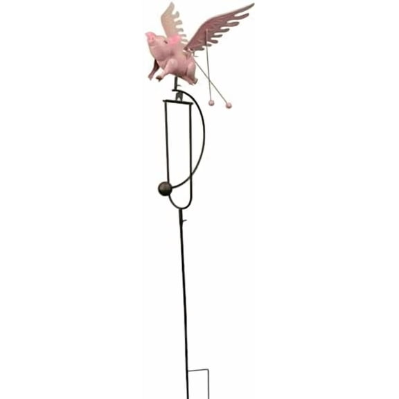 Garden Stake Metal Rocker Gardening Yard Art, 51" Tall, Flying Pig$$Garden & Patio