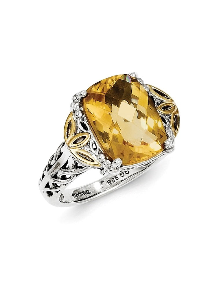 Sterling Silver w 14k Citrine Ring by Jewels By Lux